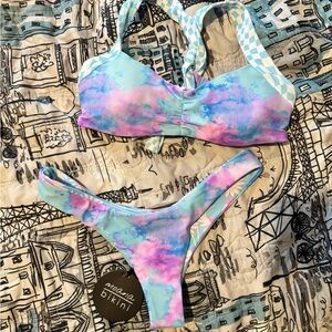 Moana swim tie dye & daisy reversible bikini